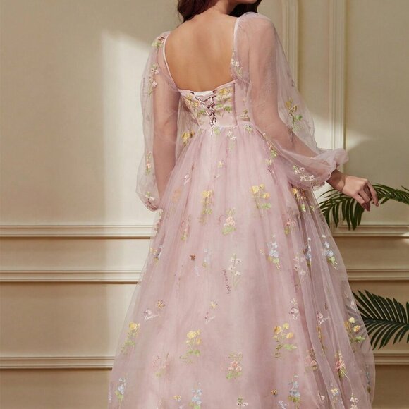 Coral Pink Elegant Women's Romantic Prom Dress - Picture 2 of 5